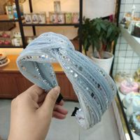 Korean Wide-brimmed Lace Bright Color Cross Knotted Headband High-end Fabric Fashion Wholesale Nihaojewelry sku image 3