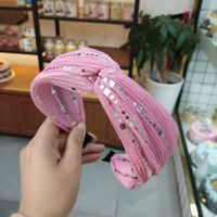 Korean Wide-brimmed Lace Bright Color Cross Knotted Headband High-end Fabric Fashion Wholesale Nihaojewelry sku image 5