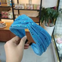 Korean Wide-brimmed Lace Bright Color Cross Knotted Headband High-end Fabric Fashion Wholesale Nihaojewelry sku image 6