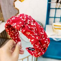 Korean Simple Wide-brimmed Letter Fold Headband High-end Retro Fabric Floral Headband Fashion Wholesale Nihaojewelry sku image 6
