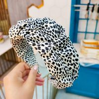 Korean Retro Leopard Pattern Wide-brimmed Fold Headband Simple High-end Fashion Bud Hairpin Wholesale Nihaojewelry sku image 2