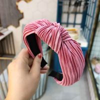 Korean New Candy-colored Pleated Knotted Headband Solid Color Fabric Headband Wave Hair Accessories Ladies Wholesale Nihaojewelry sku image 1