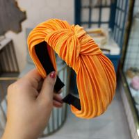 Korean New Candy-colored Pleated Knotted Headband Solid Color Fabric Headband Wave Hair Accessories Ladies Wholesale Nihaojewelry sku image 8