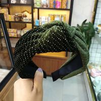 New Velvet Knotted Headband Solid Color Fabric Wide-edge Hot Diamond Hairpin Hair Accessories Wholesale Nihaojewelry sku image 5