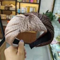 New Velvet Knotted Headband Solid Color Fabric Wide-edge Hot Diamond Hairpin Hair Accessories Wholesale Nihaojewelry sku image 7