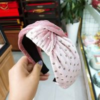 Korean New Gold Velvet Knotted Wide-edge Hot Diamond Fashion Hair Accessories Solid Color Fabric Headband Wholesale Nihaojewelry sku image 5