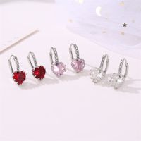 Hot Sale Earrings Multicolor Zircon Love Earrings Peach Heart Crystal Earrings Wholesale Nihaojewelry main image 3