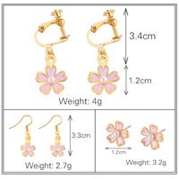 Korean Oil Pink Cherry Blossom Pearl Earrings Korean Shamrock Earring Wholesale Nihaojewelry main image 3