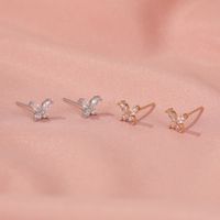 Korean Simple Super Fairy Crystal Small Butterfly Earrings High Sense Of Wild Zircon Earrings Wholesale Nihaojewelry main image 3