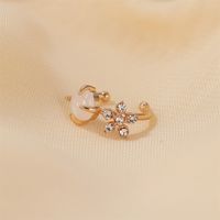 Korean New Flash Diamond Flower Earrings Sweet Pink Glass Beads Ear Clip Painless Ear Bone Clip Wholesale Nihaojewelry main image 4