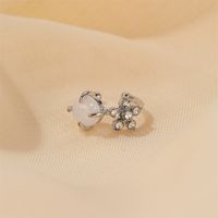 Korean New Flash Diamond Flower Earrings Sweet Pink Glass Beads Ear Clip Painless Ear Bone Clip Wholesale Nihaojewelry main image 5