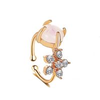 Korean New Flash Diamond Flower Earrings Sweet Pink Glass Beads Ear Clip Painless Ear Bone Clip Wholesale Nihaojewelry main image 6