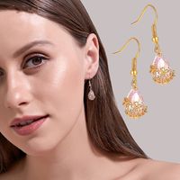 Retro Water Droplets Plating Copper Artificial Gemstones Earrings main image 1