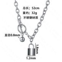 Korea Popular Hip-hop Punk Style Small Lock Necklace Titanium Steel Ball Buckle Lock Necklace Wholesale Nihaojewelry main image 3