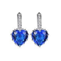 Hot Sale Earrings Multicolor Zircon Love Earrings Peach Heart Crystal Earrings Wholesale Nihaojewelry sku image 3