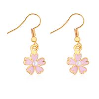 Korean Oil Pink Cherry Blossom Pearl Earrings Korean Shamrock Earring Wholesale Nihaojewelry sku image 1