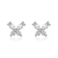 Korean Simple Super Fairy Crystal Small Butterfly Earrings High Sense Of Wild Zircon Earrings Wholesale Nihaojewelry sku image 1