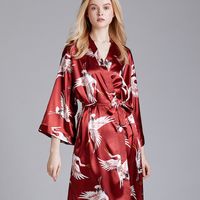 Yao Ting Seide Eisse Ide Hochzeits Mädchen Frühling Und Herbst Lange Brautjungfer Rote Braut Morgen Kleid Hauskleidung Bedrucktes Nachthemd 1105 main image 6