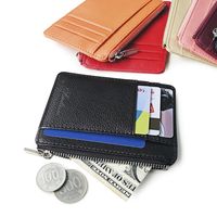 New Korean Fashion Creative Zipper Coin Purse Card Package Card Sets Contrast Color Wallet Litchi Pattern Wallet Wholesale Nihaojewelry main image 1