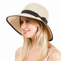 Straw Hat Ladies Summer New Travel Sun Hat Korean Fashion Simple Casual Bowknot Wild Shade Fisherman Hat Wholesale Nihaojewelry main image 3
