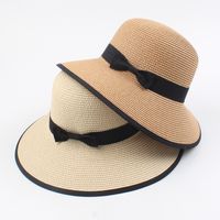 Straw Hat Ladies Summer New Travel Sun Hat Korean Fashion Simple Casual Bowknot Wild Shade Fisherman Hat Wholesale Nihaojewelry main image 4