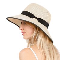 سيدة قبعة القش ، قبعات الشمس الصيفية الجديدة ، النسخة الكورية من الأقواس البسيطة وغير الرسمية ، قبعة الصياد المظلة main image 6