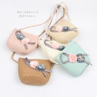 Sac De Paille Pour Enfants D'été Mignon Sac Diagonal De Fleur Fille Coréenne Voyage Doux Pièce De Monnaie Chapeau Marée En Gros Nihaojewelry main image 3