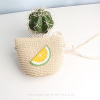 Sac Pour Enfants Coréen Tissé Paille Mode Petite Fille Princesse Sac Mignon Dessin Animé Fruit Fille Sauvage Messenger Sac En Gros Nihaojewelry main image 4