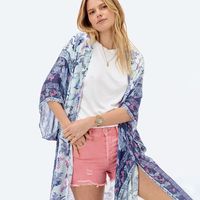 Chiffon Shirt Summer Printing Chiffon Sunscreen Clothing Long Shawl Outside Cardigan Thin Beach Wholesale Nihaojewelry sku image 1