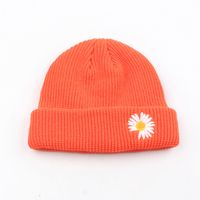 Knitted Hat Embroidery Daisy Flowers Yapi Melon Fur Hat Korean Fashion Wild New Solid Color Couple Tide Brand Cold Hat Wholesale Nihaojewelry sku image 5