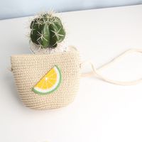 Children's Bag Korean Woven Straw Fashion Little Girl Princess Bag Cute Cartoon Fruit Girl Wild Messenger Bag Wholesale Nihaojewelry sku image 3