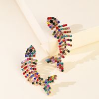 Exaggerated Big Brand Diamond Fish Bone Claw Chain Color Diamond Fashion Earrings Wholesale Nihaojewelry main image 1
