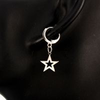 Korean Simple Hoop Earrings Women's Cute Personality Hollow Out Five-pointed Star Alloy Pendant Ear Ring Xingx Ear Clip Cross-border main image 5