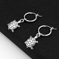 Best Seller In Europe And America Cute Personality Three-dimensional Turtle Pendant Ear Ring Vintage Ancient Silver Animal Earring Ear Clip Female main image 4