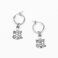 Best Seller In Europe And America Cute Personality Three-dimensional Turtle Pendant Ear Ring Vintage Ancient Silver Animal Earring Ear Clip Female main image 6