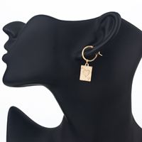 New Trend Creative Jewelry Unique Alloy Earrings Lucky Card Pendant Ear Ring Wholesale Nihaojewelry main image 5