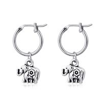 Vintage Animal Earrings European Cute Personality Alloy Three-dimensional Elephant Pendant Earclip Earrings Hoop Female main image 1