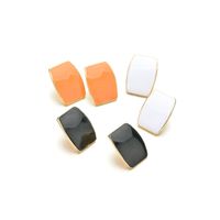 925 Silver Retro Needle Morandi Glazed Earrings Short Geometric Square Earrings Wholesale Nihaojewelry main image 3