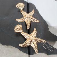 Lady Fashion Ethnic Style Starfish Plating Inlaid Shell Alloy No Inlaid Earrings main image 4