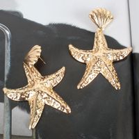 Lady Fashion Ethnic Style Starfish Plating Inlaid Shell Alloy No Inlaid Earrings main image 5