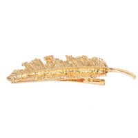 New Style Simple Metal Hairpin Golden Leaves Jewelry Duckbill Side Clip Headdress Wholesale Nihaojewelry main image 2