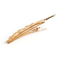 New Style Simple Metal Hairpin Golden Leaves Jewelry Duckbill Side Clip Headdress Wholesale Nihaojewelry main image 3