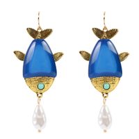 Fashion Style Alloy Oil Drop Earrings Exaggerated Creative Fish-shaped Earrings Wholesale Nihaojewelry main image 3