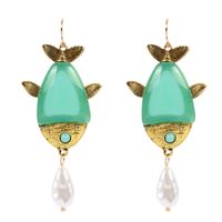 Fashion Style Alloy Oil Drop Earrings Exaggerated Creative Fish-shaped Earrings Wholesale Nihaojewelry main image 4