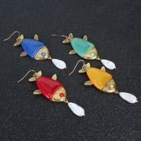 Fashion Style Alloy Oil Drop Earrings Exaggerated Creative Fish-shaped Earrings Wholesale Nihaojewelry main image 5