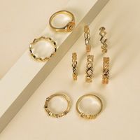 Korea Fashion Metal Diamond Ring Simple Retro Hollow Love Geometry 9 Piece Set Wholesale Nihaojewelry main image 4