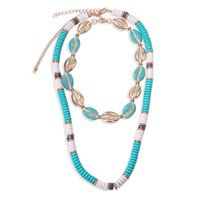 Bohemian Ethnic Style Drop Beads Metal Shell Beads Double-layer Necklace Fashion Multi-layer Seaside Wholesale Nihaojewelry sku image 1