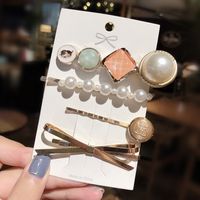 Fashion Wild Geometric Metal Pearl Set Girl Hairpin Bangs Clip Hair Accessories Wholesale Nihaojewelry sku image 5