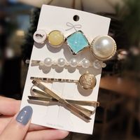 Fashion Wild Geometric Metal Pearl Set Girl Hairpin Bangs Clip Hair Accessories Wholesale Nihaojewelry sku image 7