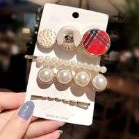 Fashion Wild Geometric Metal Pearl Set Girl Hairpin Bangs Clip Hair Accessories Wholesale Nihaojewelry sku image 2